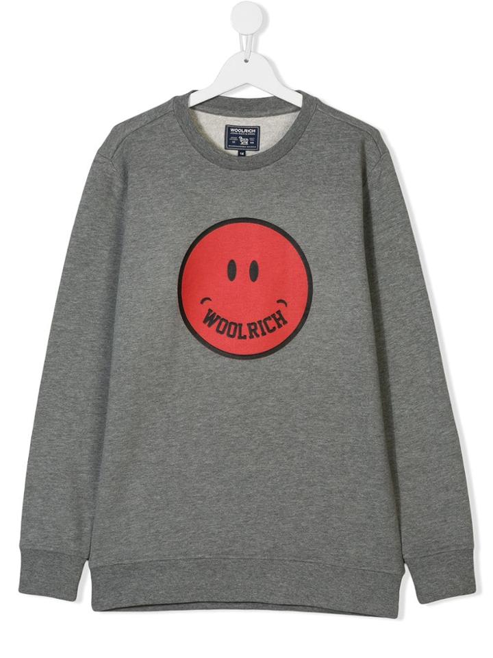 Woolrich Kids Teen Smiley Print Sweatshirt - Grey