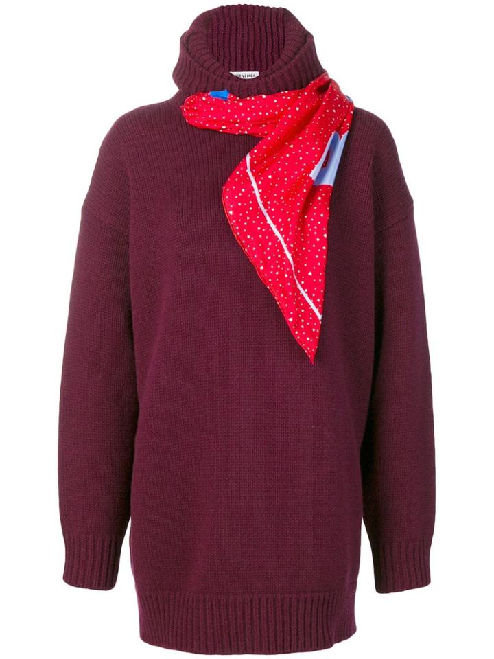 Balenciaga Scarf Hoodie Sweater - Pink & Purple