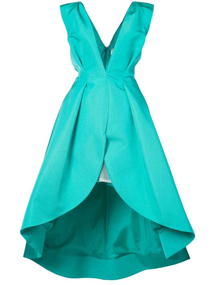 Christian Siriano - Asymmetric Flared Dress - Women - Silk/viscose - 8, Women's, Green, Silk/viscose