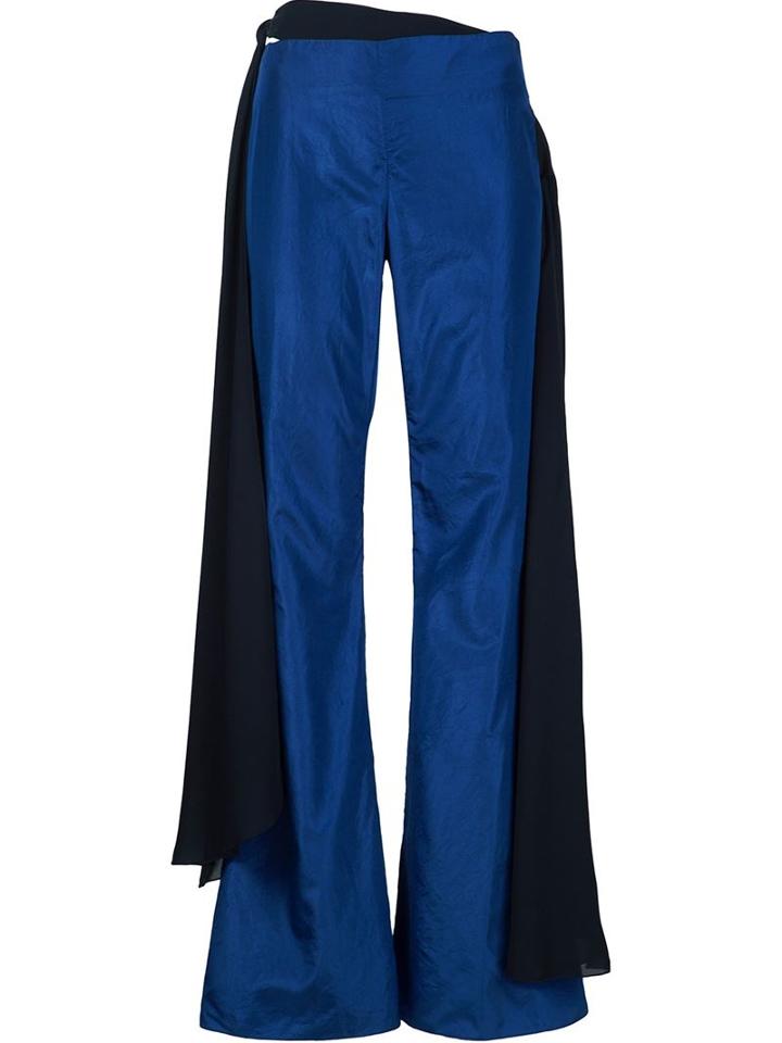 Rosie Assoulin Belted Flared Trousers, Women's, Size: 8, Blue, Silk