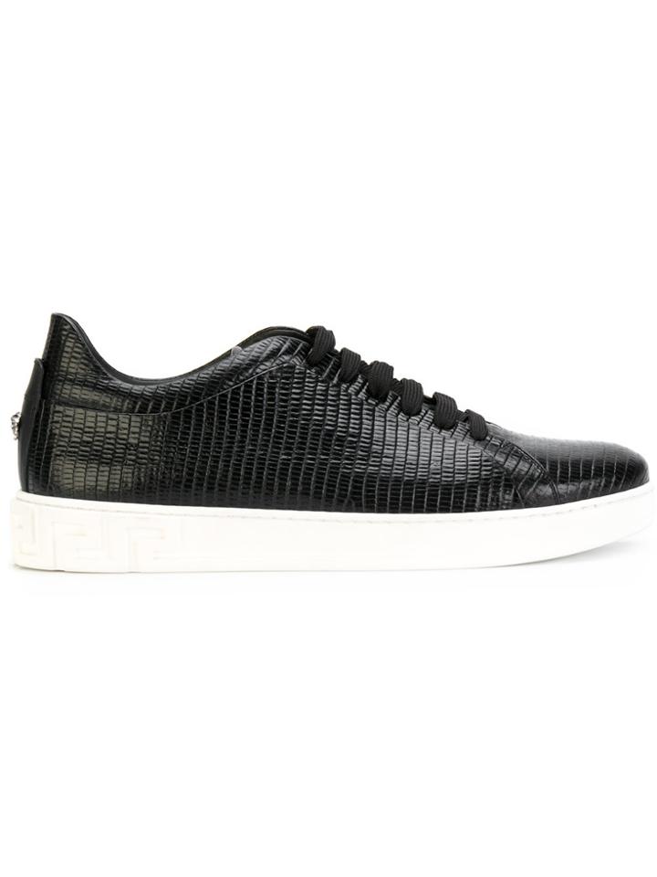 Versace Lizard-embossed Sneakers - Black