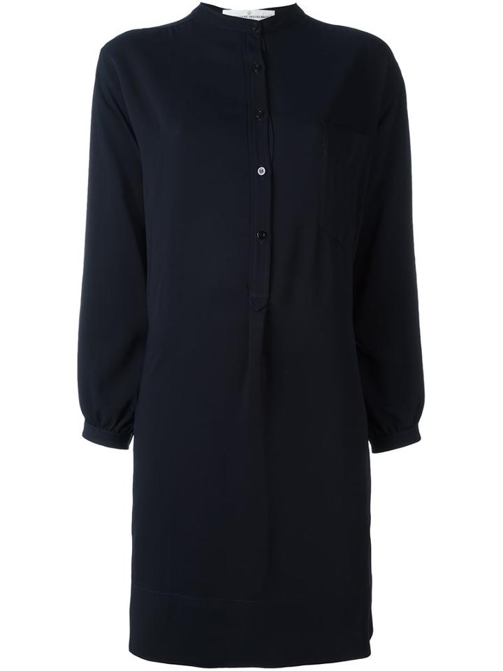 Golden Goose Deluxe Brand Band Collar Shirt Dress, Women's, Size: Medium, Blue, Polyester