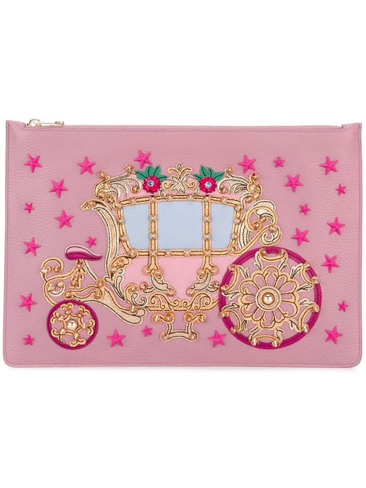 Dolce & Gabbana Carriage Patch Clutch, Women's, Pink/purple