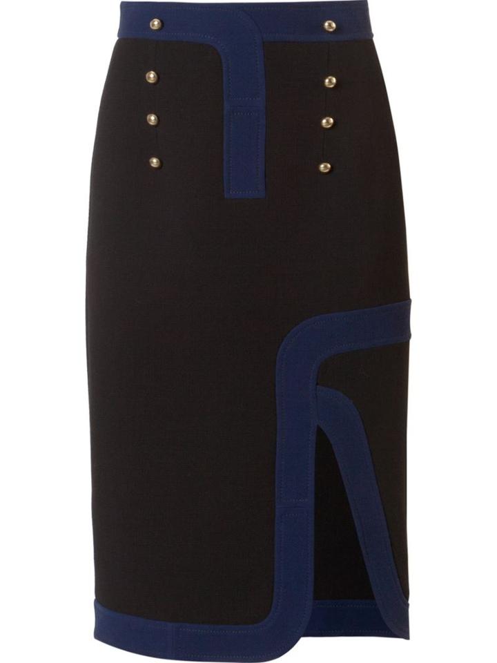 Peter Pilotto 'track' Pencil Skirt, Women's, Size: 10, Black, Polyester/acetate/virgin Wool