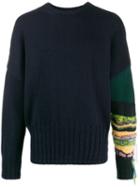 Corelate Contrast Sleeve Sweater - Blue