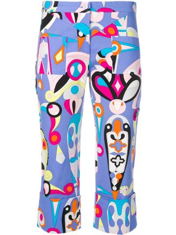 Emilio Pucci Vintage Cropped Printed Trousers - Blue