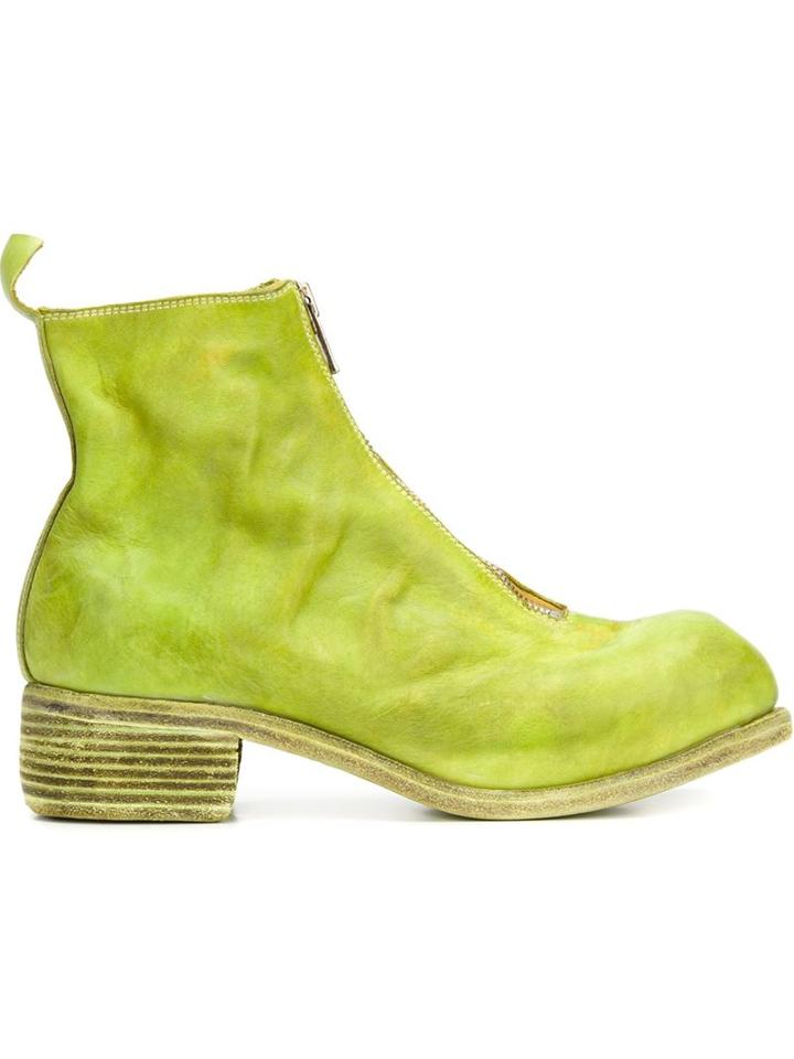 Guidi Front Zip Ankle Boots, Men's, Size: 43, Green, Leather