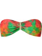 Blue Man Tie Dye Print Bondeau Bikini Top, Women's, Size: Medium, Green, Polyamide/spandex/elastane