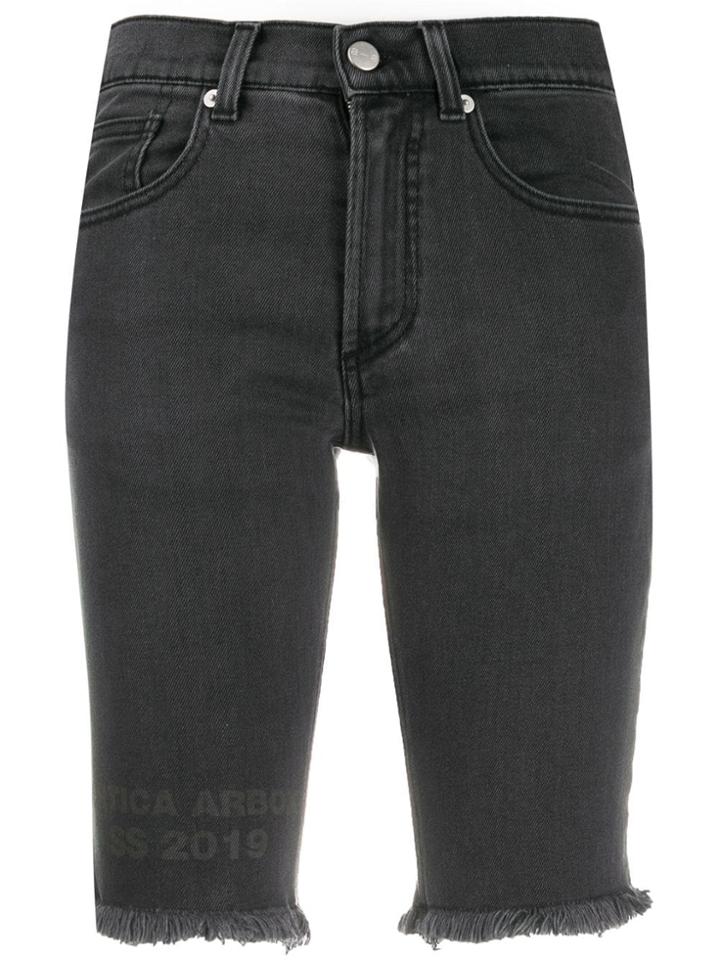 Artica Arbox Frayed Hem Denim Shorts - Black