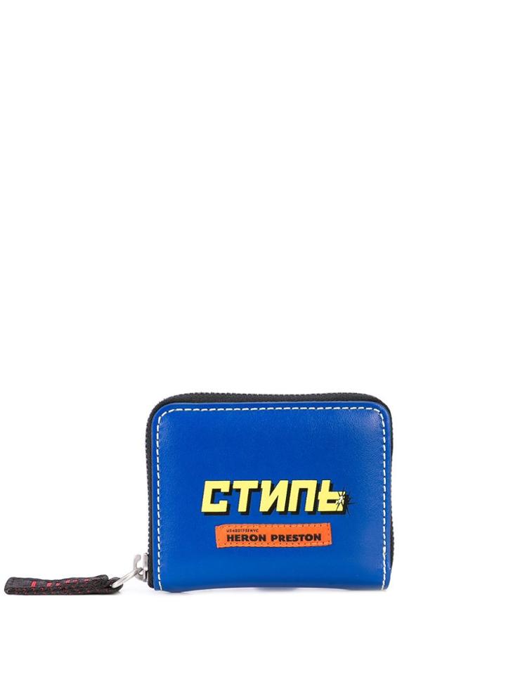 Heron Preston Logo Print Zip Wallet - Blue