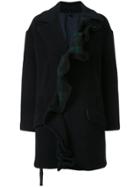 Unravel Project Ruffled Single-breasted Coat - Black