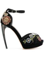 Alexander Mcqueen Floral Embellished Sandals - Multicolour