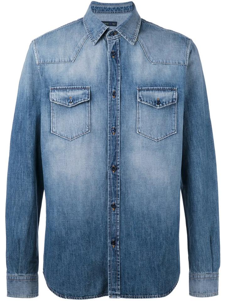 Etro Denim Shirt, Men's, Size: Large, Blue, Cotton/metallic Fibre