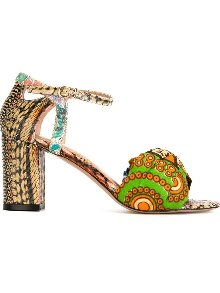 Jean-michel Cazabat Printed Chunky Heel Sandals