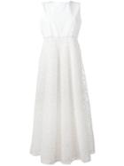Giamba Embellished Sheer Flared Dress, Size: 46, White, Cotton/polyester