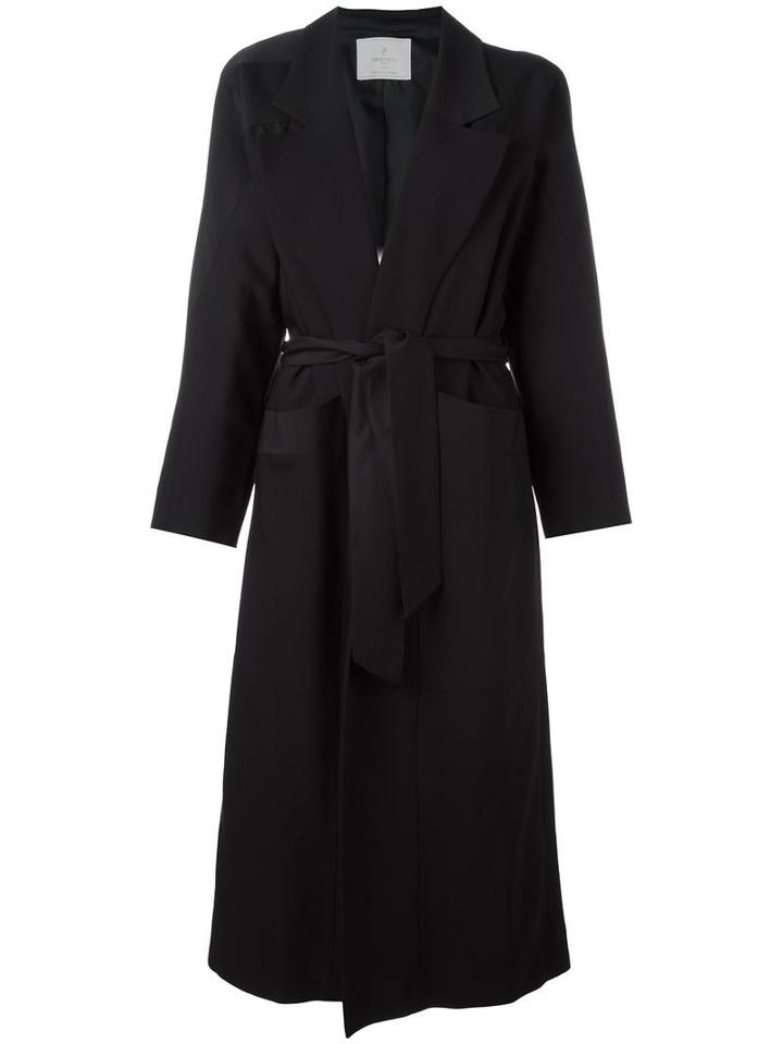 Carolinaritz Open Belted Coat, Women's, Size: 38, Black, Wool/spandex/elastane/acetate