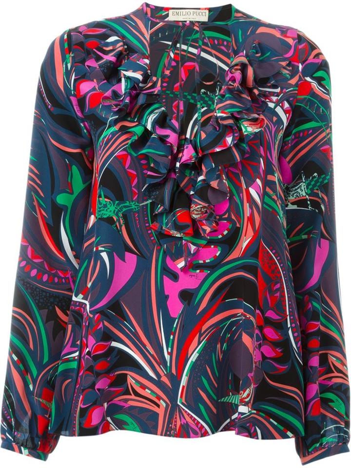 Emilio Pucci Ruffle Printed Blouse