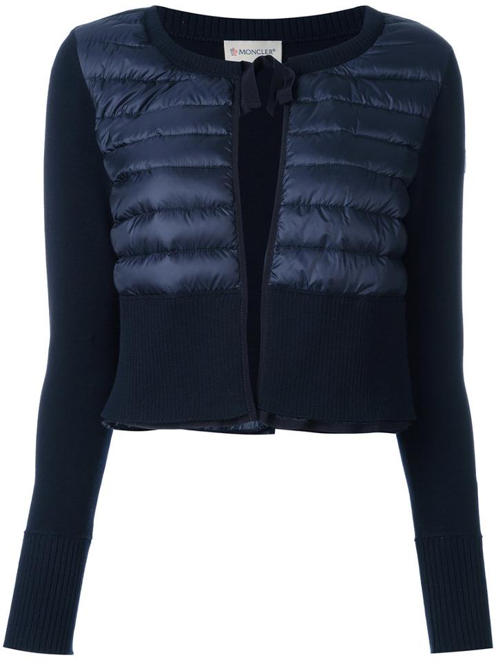Moncler Padded Front Cropped Cardigan, Women's, Size: Large, Blue, Cotton/polyamide/polyimide