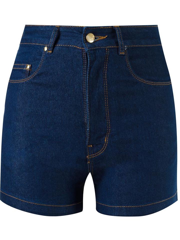 Amapô High Waist Denim Shorts, Women's, Size: 40, Blue, Cotton/polyester/spandex/elastane