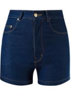 Amapô High Waist Denim Shorts, Women's, Size: 40, Blue, Cotton/polyester/spandex/elastane