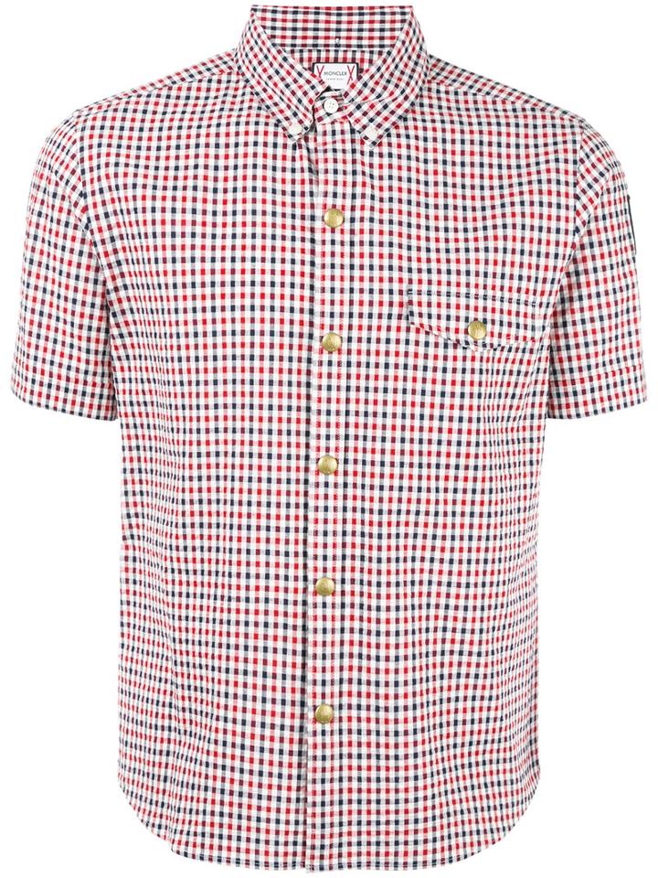 Moncler Gamme Bleu Checked Short Sleeve Shirt, Men's, Size: 1, Red, Cotton