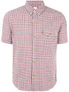 Moncler Gamme Bleu Checked Short Sleeve Shirt, Men's, Size: 1, Red, Cotton