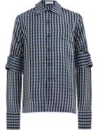 Delada Tie Detail Checked Shirt - Blue