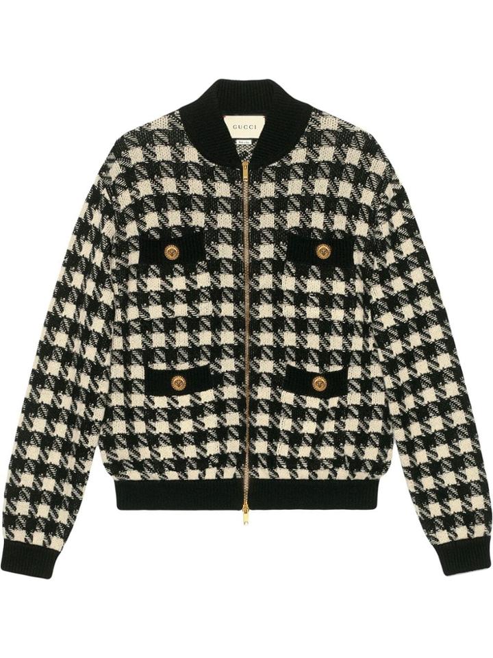 Gucci Houndstooth Bomber Jacket - Black