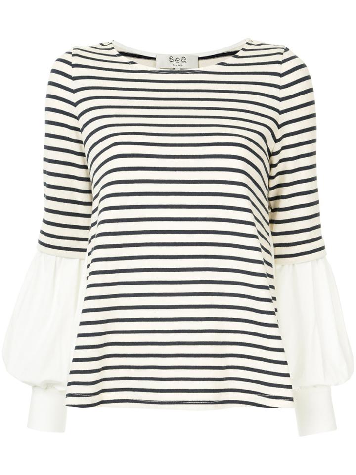 Sea Layered Sleeve Top - White