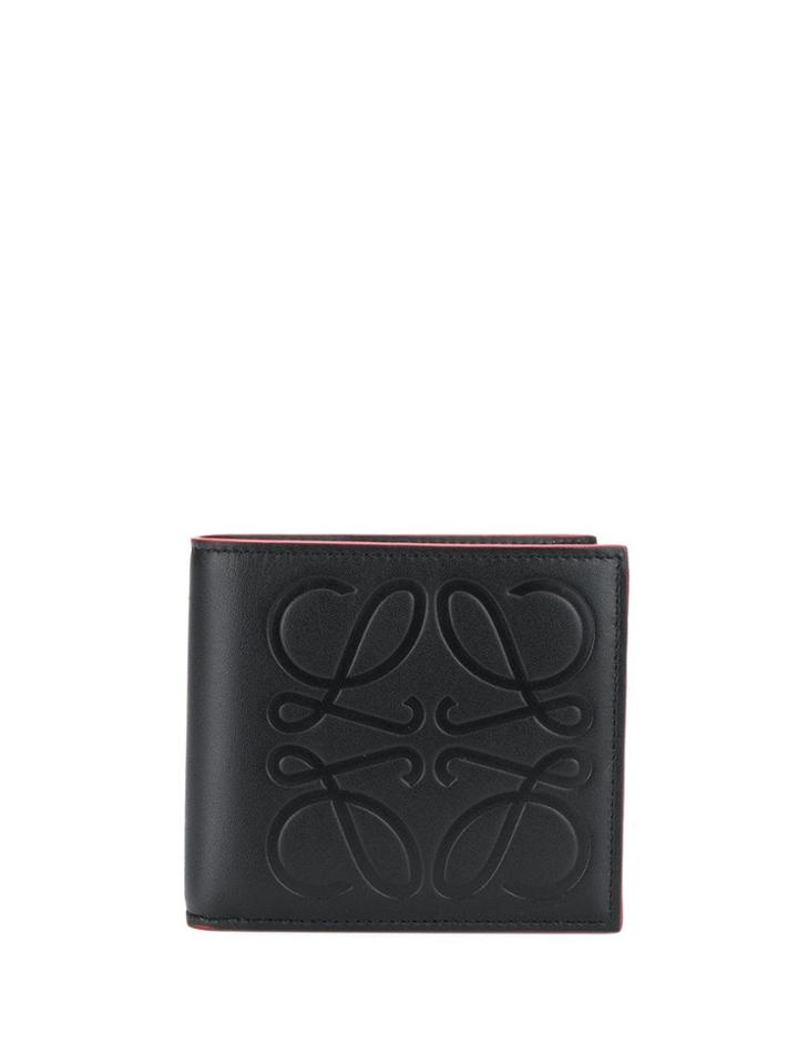 Loewe Logo-print Leather Bi-fold Wallet - Black
