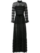 Philosophy Di Lorenzo Serafini Sheer Ruffle Detail Gown - Black