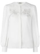 Fendi Floral Embroidered Shirt, Women's, Size: 44, Nude/neutrals, Silk/polyamide/viscose