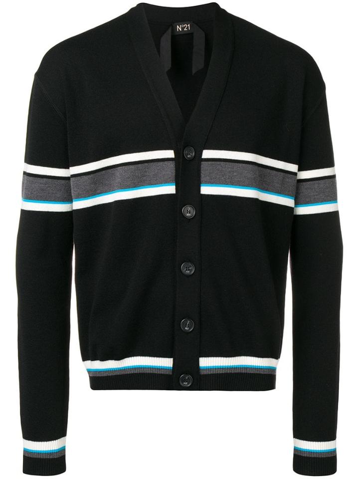 No21 Stripe Detail Cardigan - Black