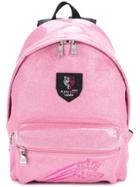Plein Sport Logo Print Glitter Backpack - Pink & Purple