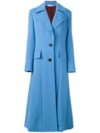Marni Single Breasted Long Coat, Women's, Size: 38, Blue, Cotton/viscose/virgin Wool