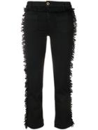 The Seafarer Cropped Trousers With Looped Fringe - Black