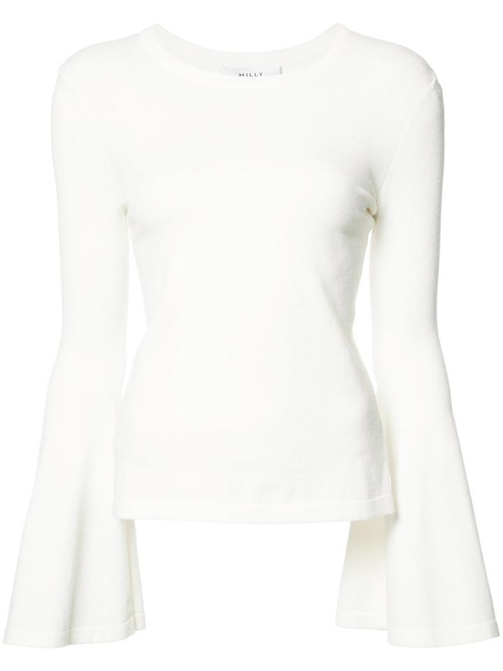 Milly Flared Sleeves Blouse, Women's, Size: Small, White, Viscose/polyester