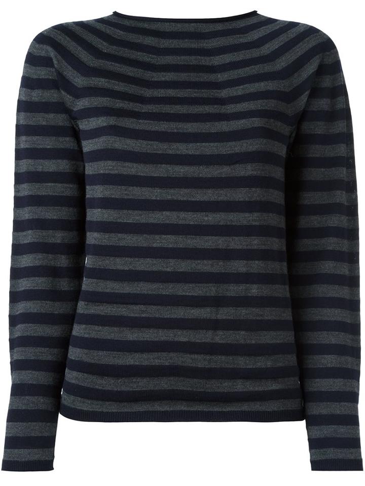 Comme Des Garçons Comme Des Garçons Striped Boat Neck Jumper, Women's, Size: Small, Blue, Wool