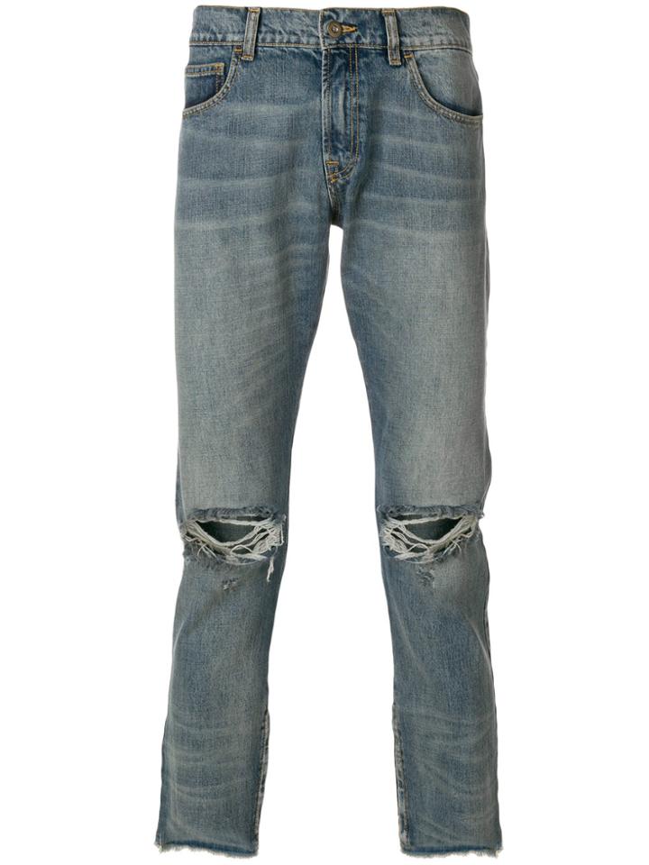Ih Nom Uh Nit Distressed Slim-fit Jeans - Blue