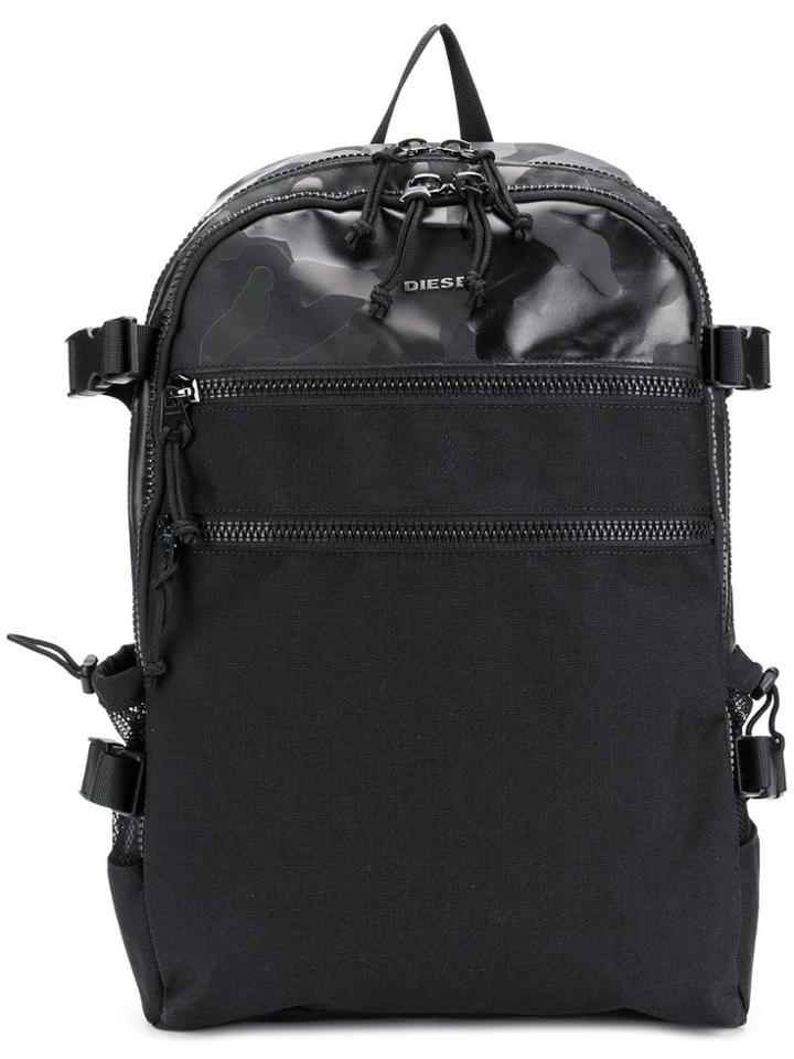 Diesel Camouflage Print Backpack - Black