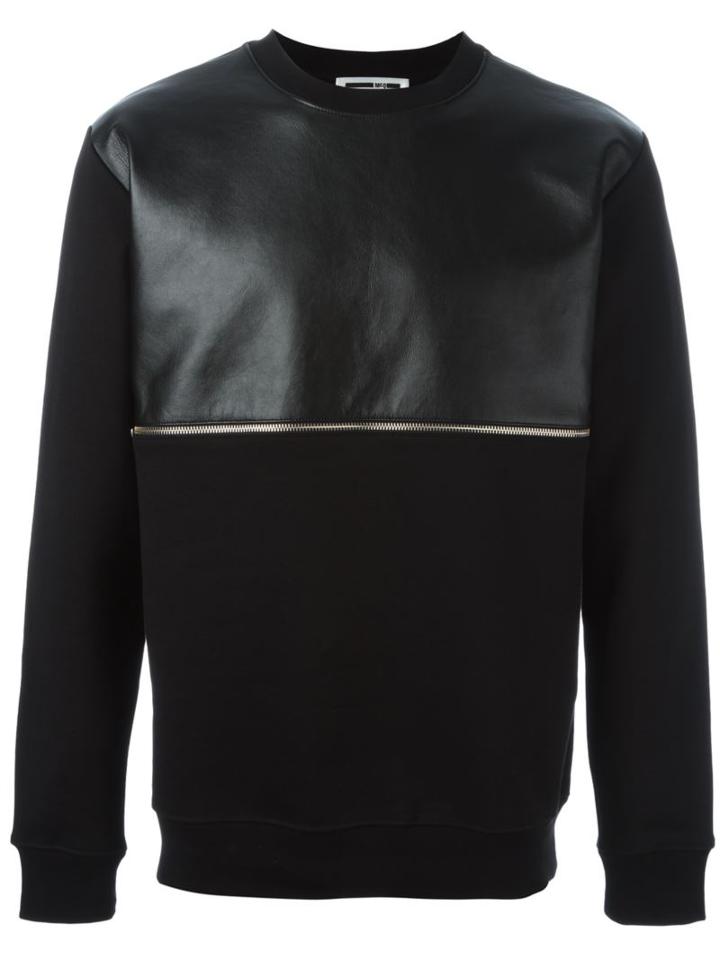 Mcq Alexander Mcqueen Faux Leather Panel Sweatshirt, Men's, Size: Xl, Black, Cotton/polyester/polyurethane