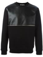 Mcq Alexander Mcqueen Faux Leather Panel Sweatshirt, Men's, Size: Xl, Black, Cotton/polyester/polyurethane