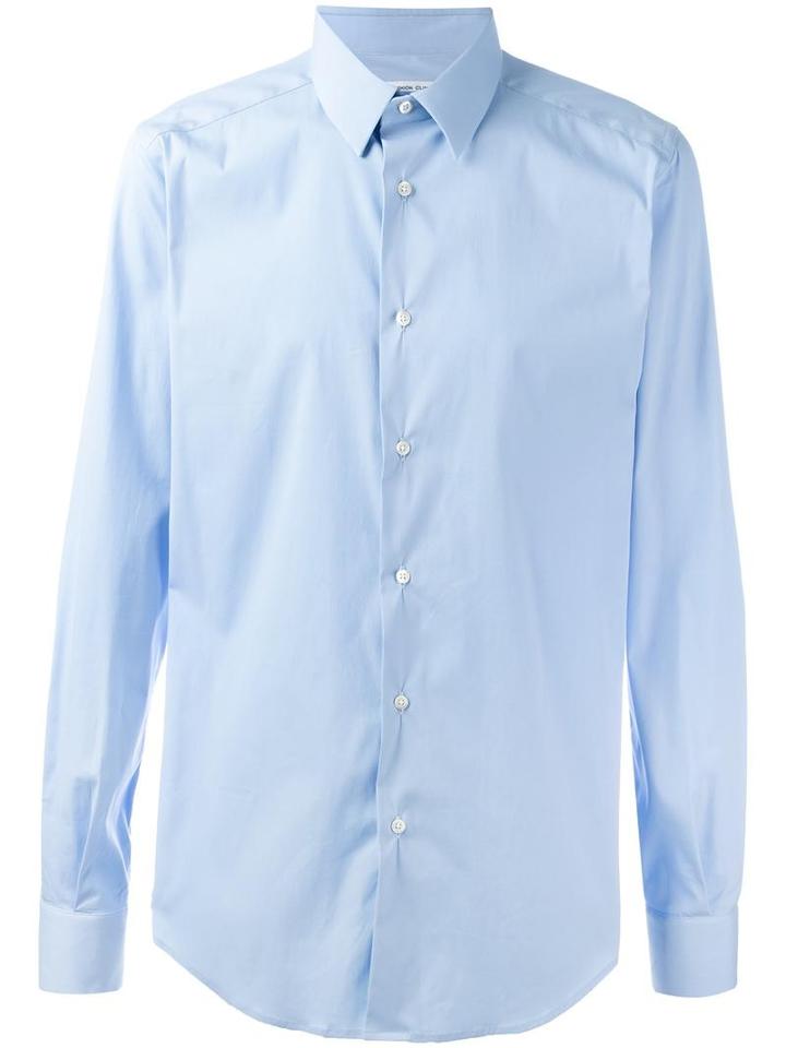 Fashion Clinic Classic Plain Shirt, Men's, Size: 40, Blue, Cotton/polyamide/spandex/elastane