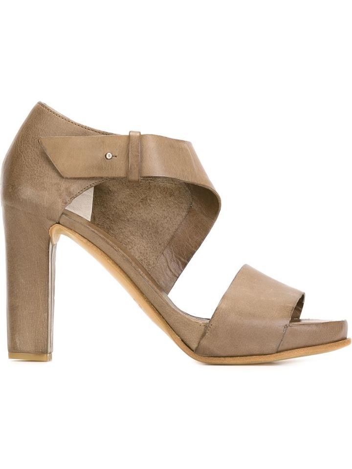 Roberto Del Carlo Chunky Heel Sandals, Women's, Size: 37, Grey, Calf Leather/leather