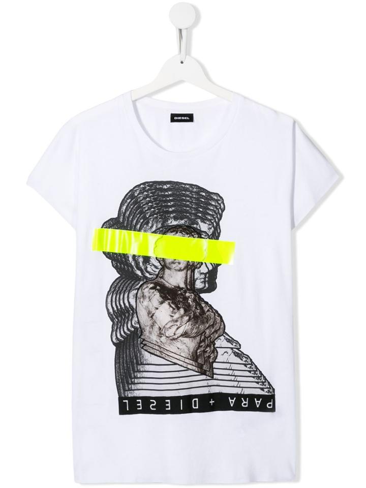 Diesel Kids Teen Statue Motif T-shirt - White