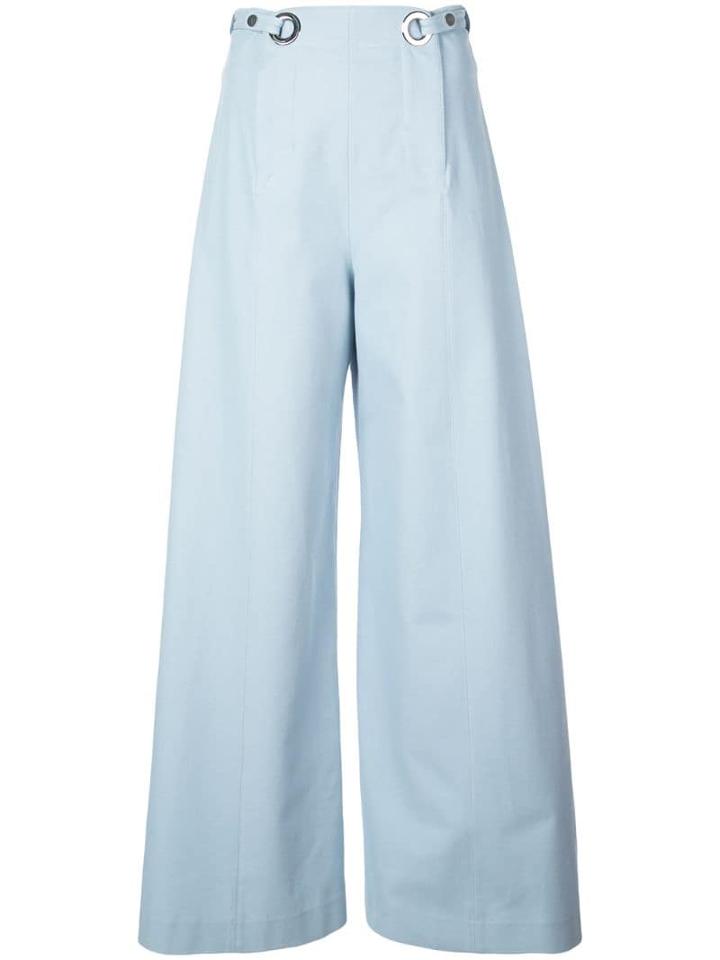 Rosetta Getty Asymmetric Fastening Palazzo Pants - Blue
