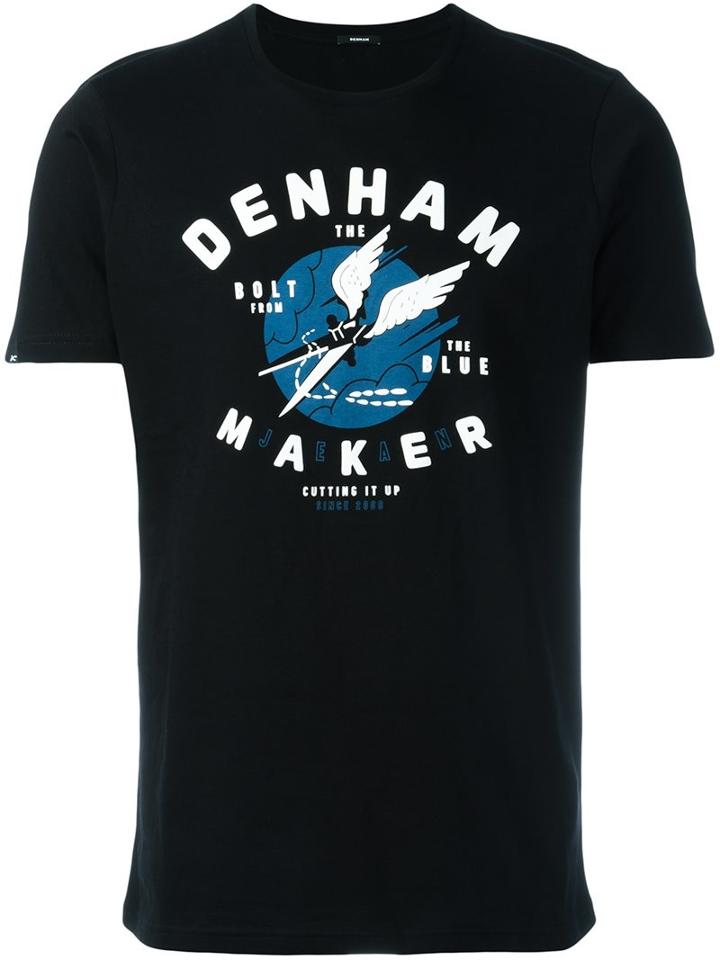 Denham 'blue Wings' T-shirt, Men's, Size: Large, Black, Cotton