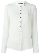 Salvatore Ferragamo Band Collar Shirt, Women's, Size: 44, Nude/neutrals, Silk