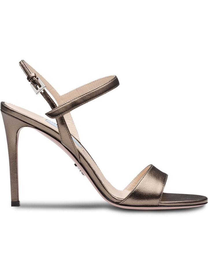 Prada Pearly Laminated Sandals - Metallic
