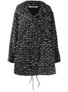 Jourden Foil Embellished Boxy Coat - Black